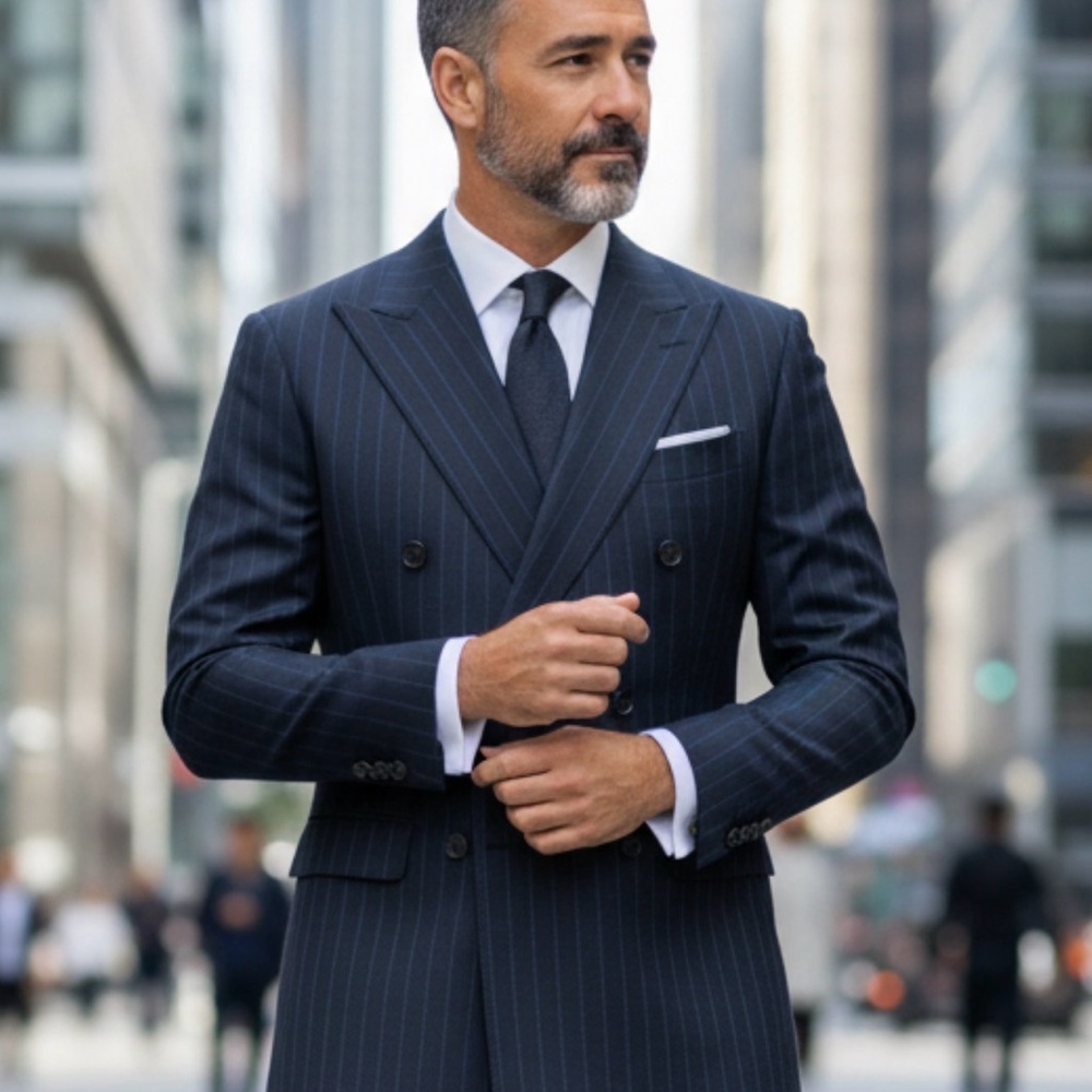 Dior Men's 44L  Pinstripe Double-Breasted Blazer Dior44-L-N1 AUTHENTICATED